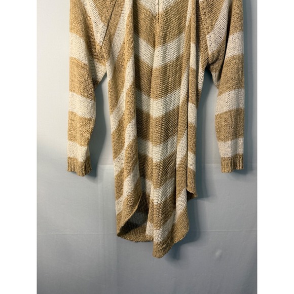 St Johns Bay Tan White Stripe Open Front Knit Cardigan Sweater XL - Picture 5 of 11